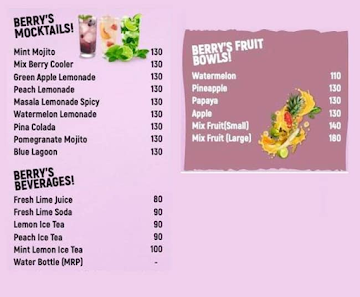 Berry Brothers menu 