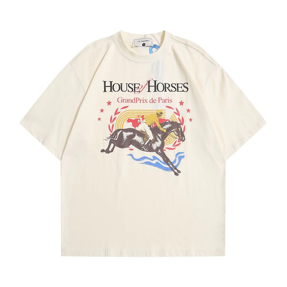 Camiseta Casual de Manga Corta con Estampado de Equitación para Hombre Fresca y Cómoda Ideal para Actividades al Aire Libre o Uso Diario