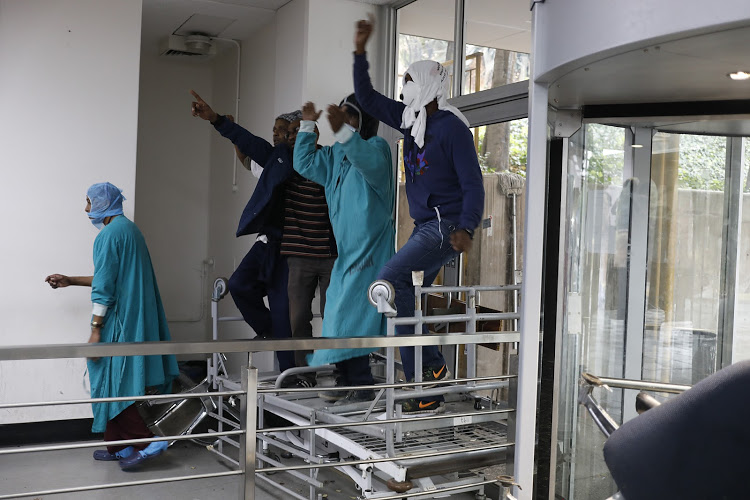 Protesters invade Charlotte Maxeke Hospital in Johannesburg. The wage bill, which rises above inflation each year, is suffocating health departments.