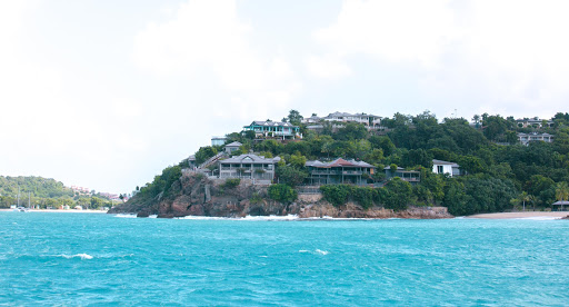 The coastline along the western side of Antigua. 