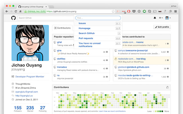 Github Omnibar chrome extension