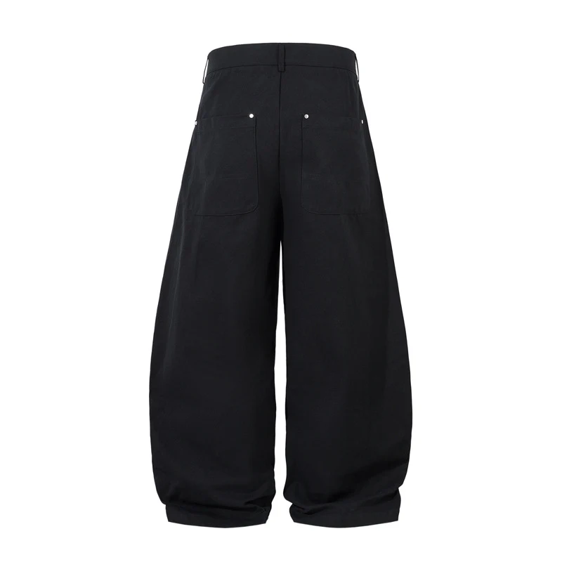 Calças Casuais Machete com Pregas Masculinas, Soltas e de Perna Larga, Confortáveis e Estilosas para um Visual Casual e Moderno
