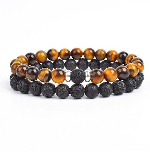 Title 9, 2 Piece Set 8mm Black and White Malachite Brace...