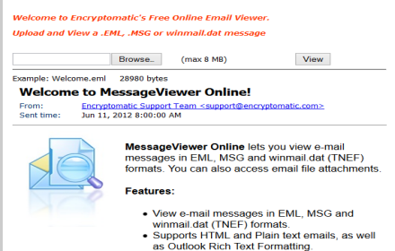MessageViewer Online by Encryptomatic chrome extension