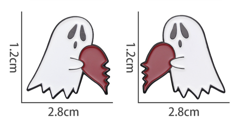 Broche Créatif Halloween Couple Emblème Métal Fantôme Amour Nouveau Pendentif Bijou Collier Idée Cadeau Romantique