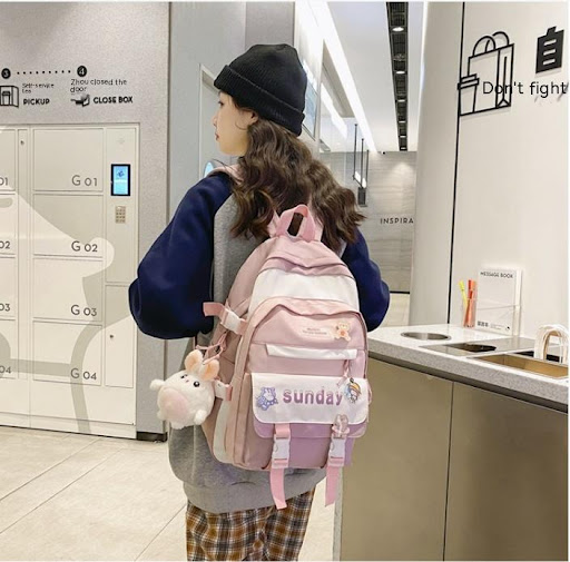 Title 5, Womens design contrast color backpack, Japanes...