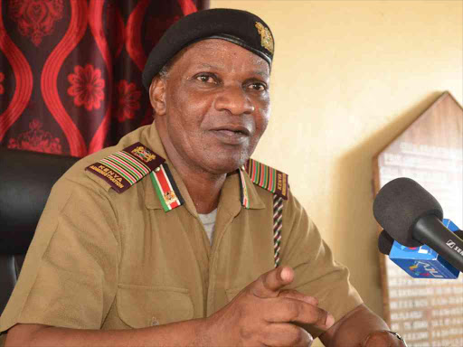 Coast regional coordinator Nelson Marwa addressing journalist at Uhuru Na Kazi building in Mombasa yesterday./JOHN CHESOLI