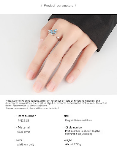 Title 1, S925 Sterling Silver Butterfly Spinning Ring Wo...