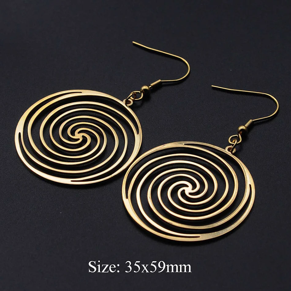 Boucles d'oreilles spirale géométrique creuse. Élégance et style assurés. Parfaites pour toutes les occasions, ces boucles ajoutent une touche moderne.