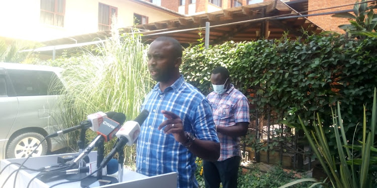 The Kenya Union of Clinical Officers chairman Peterson Wachira addresses the press at a Nairobi Hotel on January 17, 2020