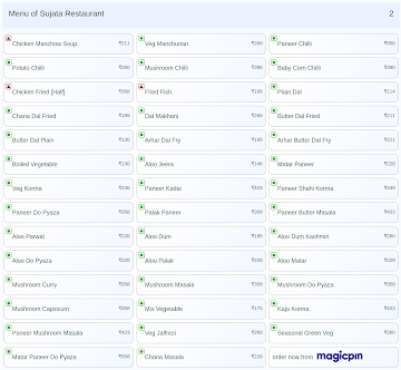 Sujata Restaurant menu 