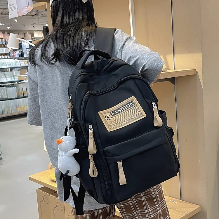 Stevige rugzak met meerdere vakken, Koreaanse stijl, voor middelbare scholieren, grote capaciteit, ideaal voor school, reizen en outdoor.