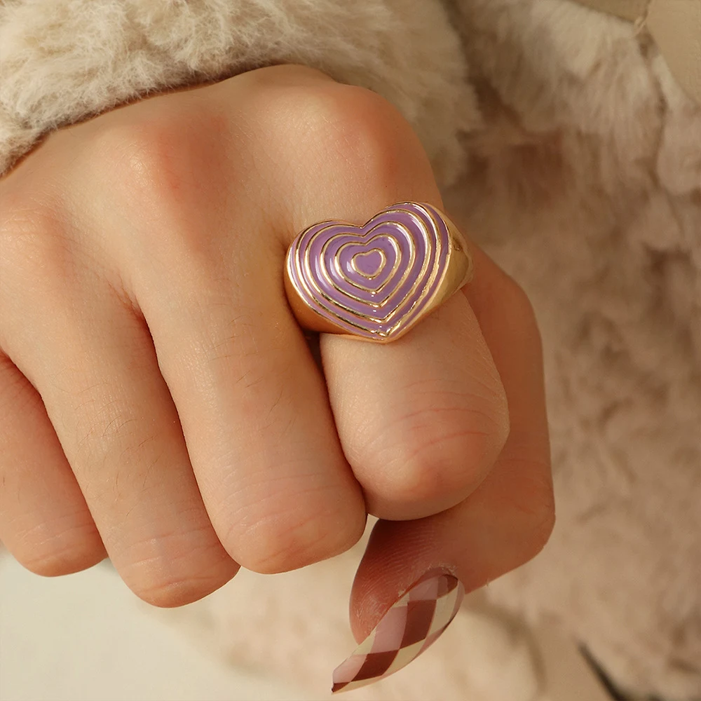 Title 7, Candy Color emaille ring met Europees en Amerik...