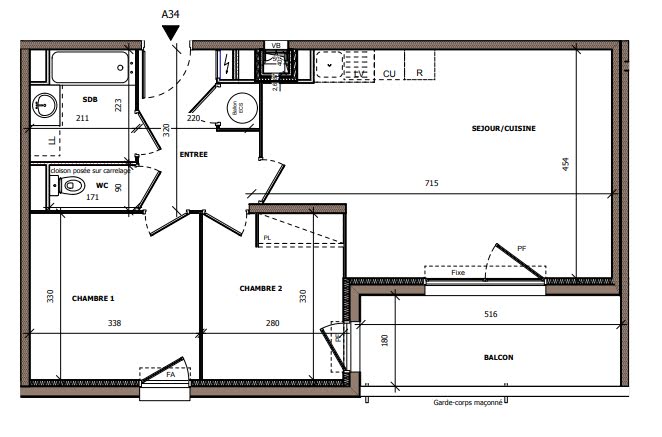 Vente appartement 3 pièces 61.72 m² à Beziers (34500), 239 700 €