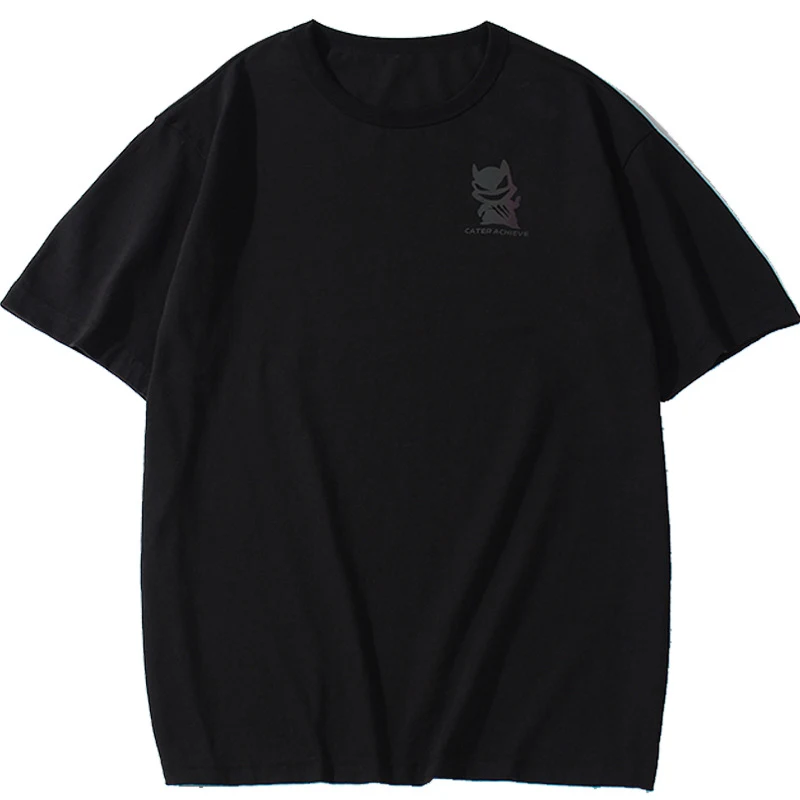  Spring Summer New Colorful Reflective T-shirt Male Little Devil Printed Tide Brand Short Sleeve