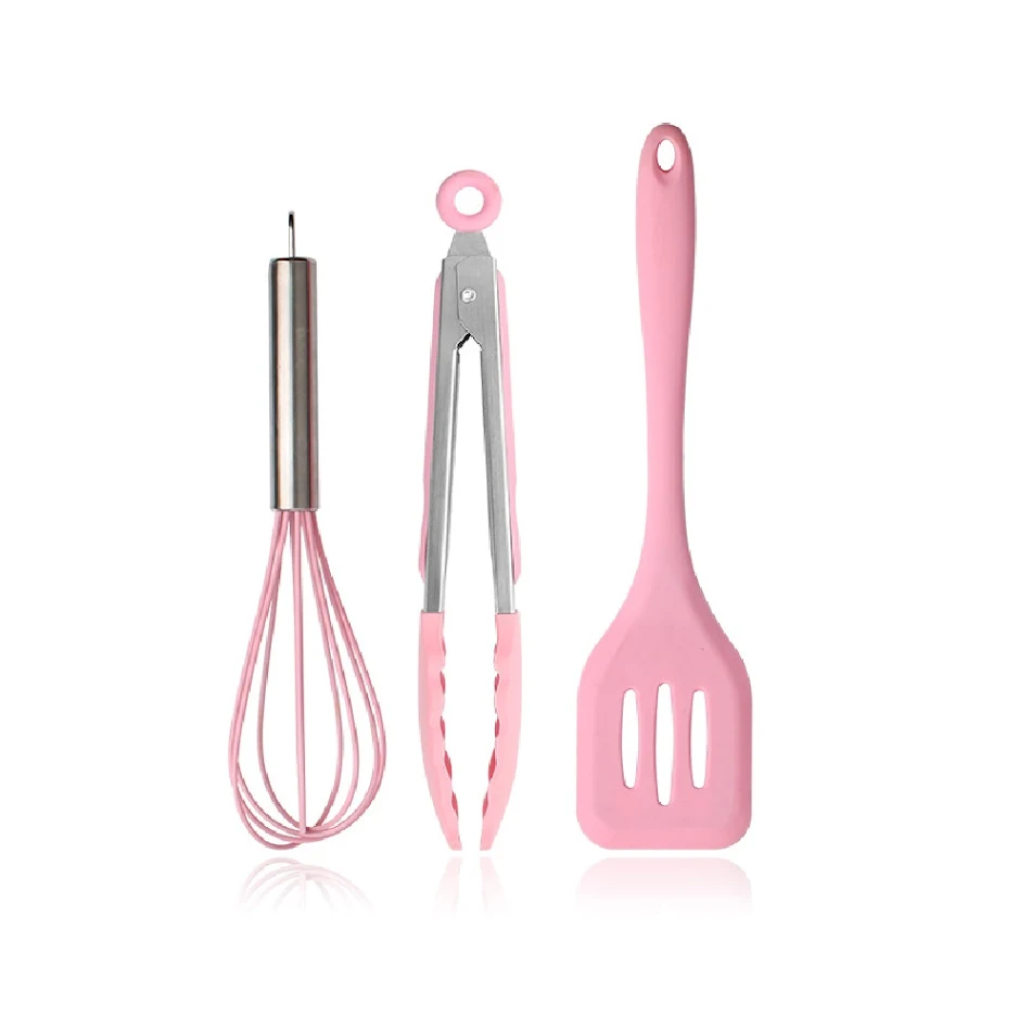Set de utensilios de cocina para hornear, incluye brocha, batidor, pinzas y más, resistente al calor para una cocina segura y eficiente.