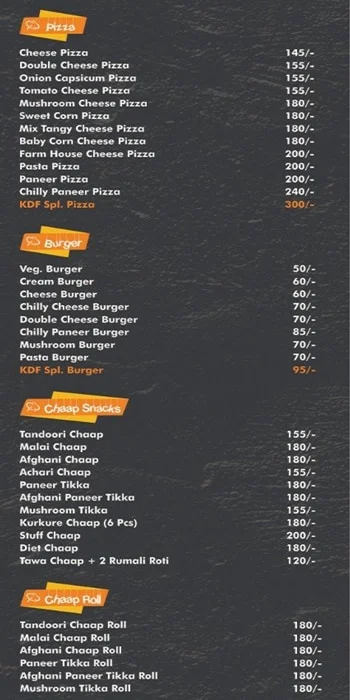 Kdf - Hasty And Tasty menu 