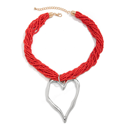 Title 21, Exaggerated Bead Multi-layer Heart-shaped Penda...