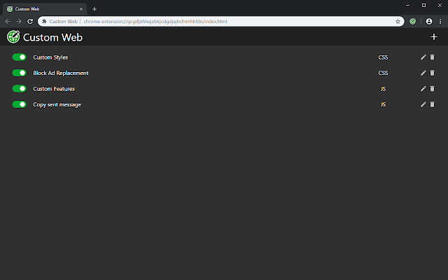 Custom Web chrome extension