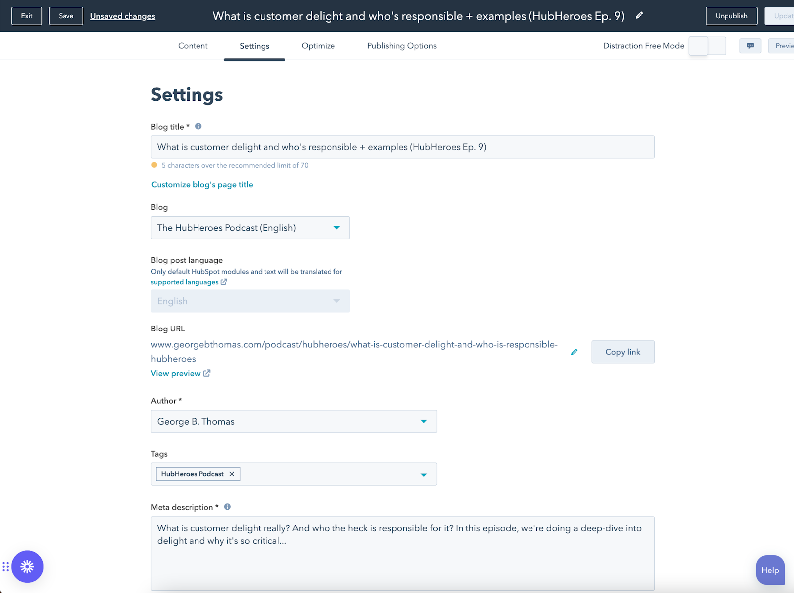 HubSpot Settings