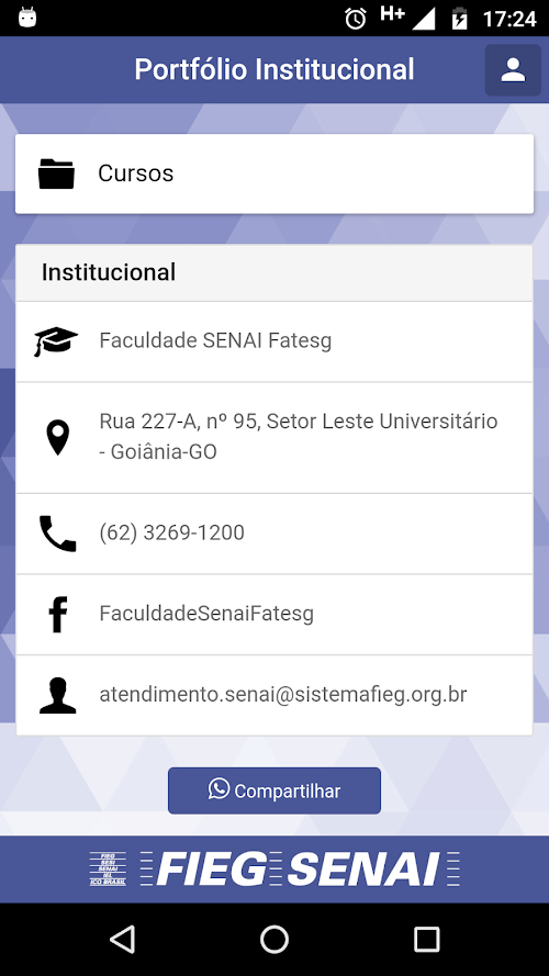 Android application Portfólio SENAI Fatesg screenshort