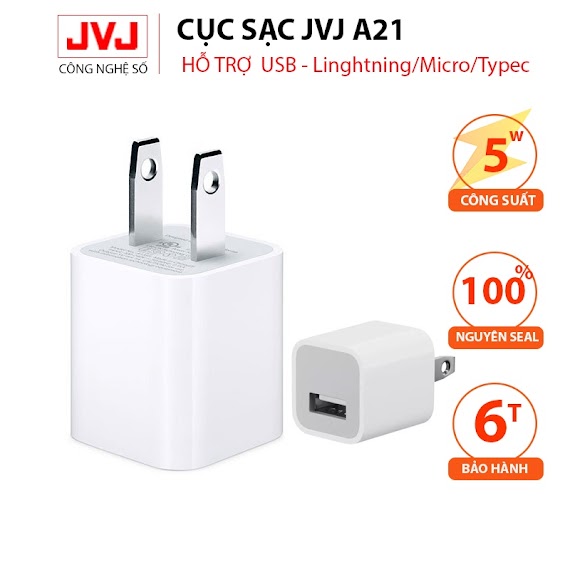 Củ Sạc Nhanh Jvj A21 Usb Cho Các Dòng Máy Smartphone , Android - Bảo Hành 6T