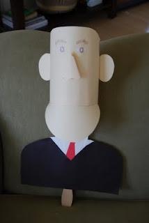 Wilbur Wright puppet for a fifth grade biography presentation project. Project must focus on a person who is remembered for making a difference in our world. This person should also be a figure of inspiration for other people, even the student.