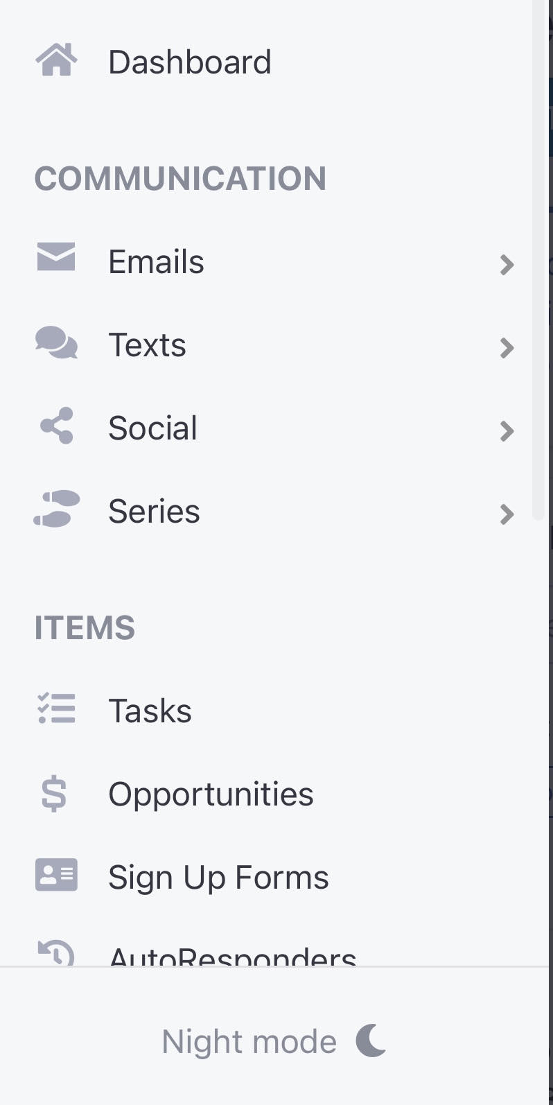 VipeCloud menu