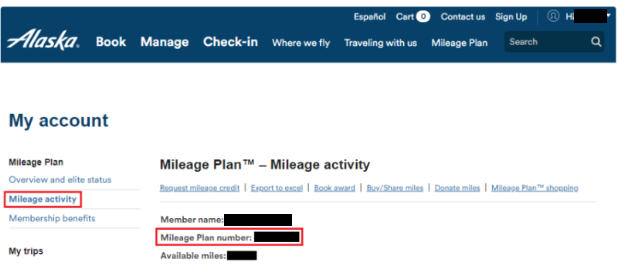 How do i find my Alaska Mileage Plan number