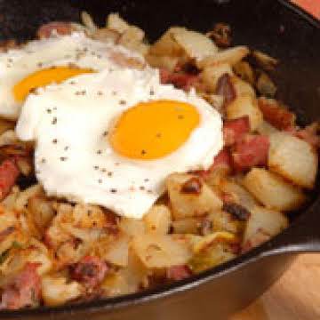 Red Flannel Corned Beef Hash with Poached Eggs