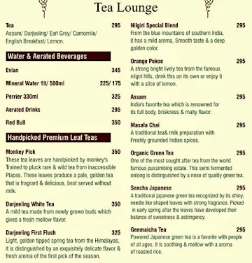 Lord William Tea Lounge menu 