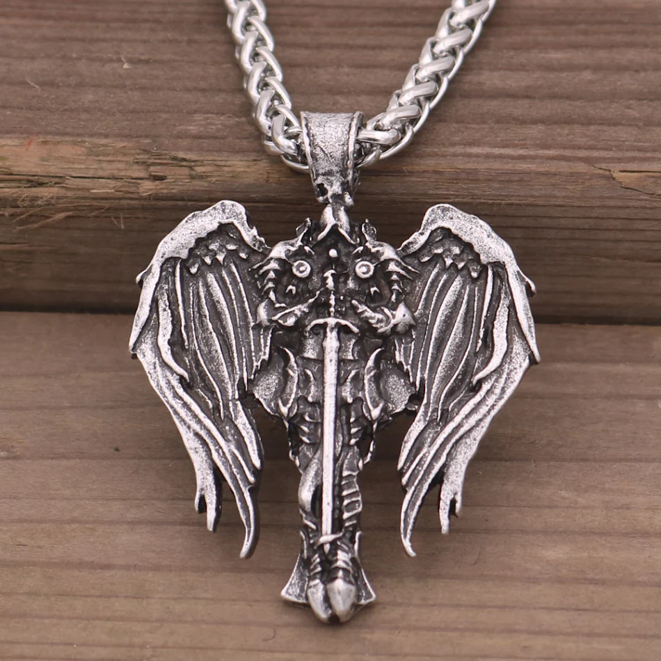 Cross and Angel Wings Pendant