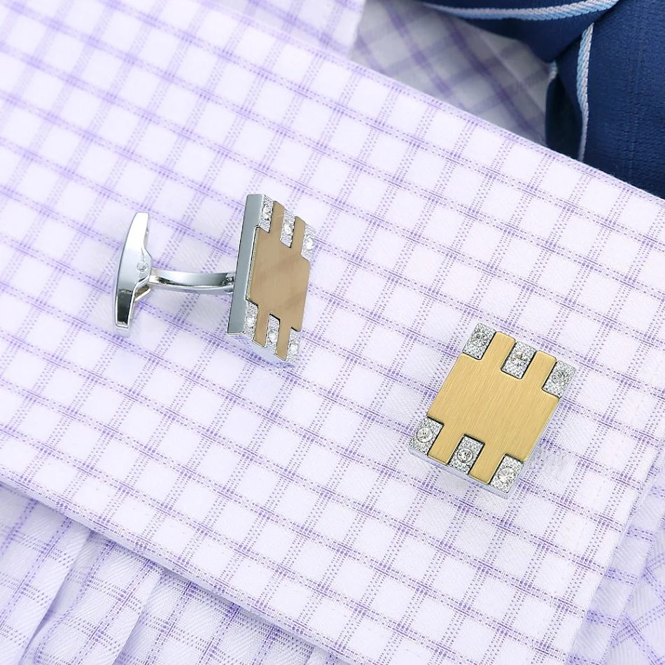 Zilveren metalen manchetknopen voor heren met diamanten, stijlvol en elegant, perfect om een vleugje luxe toe te voegen aan uw outfit.