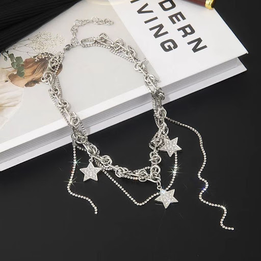 Title 3, Fashion and fully-jewelled tassel necklace, per...
