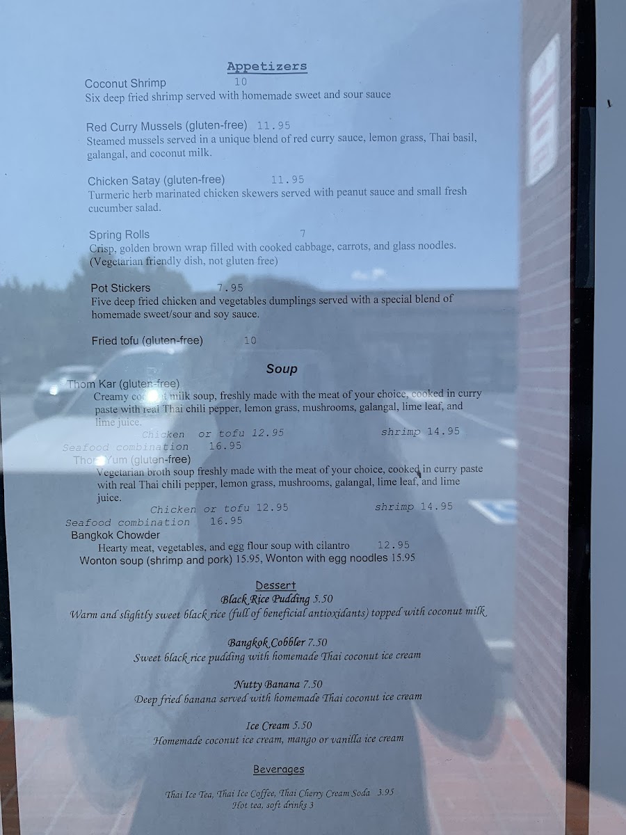 Thumra Thai Restaurant gluten-free menu