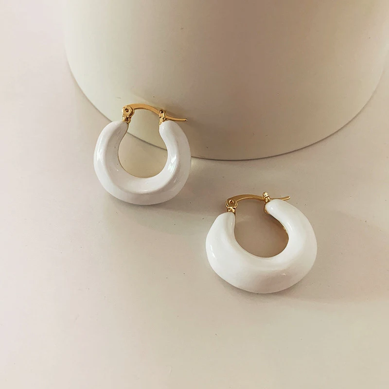 Hong Kong stijl retro cirkeloorbellen, modieus Europees en Amerikaans design met drop glaze, perfect voor een stijlvolle uitstraling.