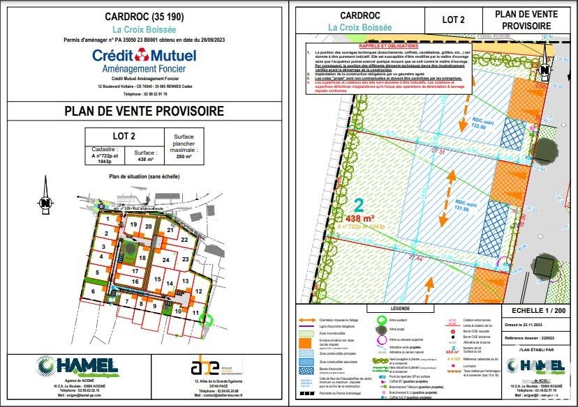 Vente terrain  438 m² à Cardroc (35190), 51 000 €