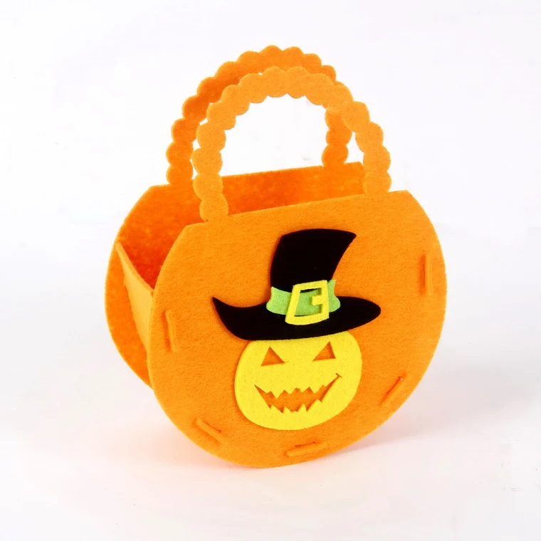 Sac à bonbons portable pour enfants en non-tissé, accessoires d'Halloween. Parfait pour la collecte de bonbons et facile à transporter.