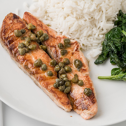 Grilled Salmon with Caper Sauce