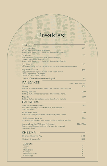 The Chai Cafe - All Day Eatery menu 