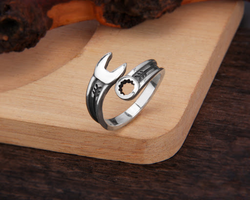 Title 1, Mens Retro Hipster S925 Sterling Silver Wrench...