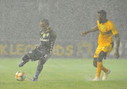 Vuyo Mere of Bidvest Wits and Mwape Musonda of Black Leopards during the Nedbank Cup, Last 32 match between Black Leopards and Bidvest Wits at Thohoyandou Stadium on February 13, 2019 in Thohoyandou, South Africa. 