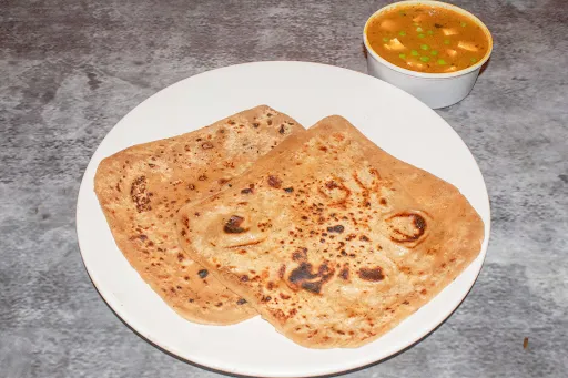 Matar Paneer With With 3 Plain Paratha