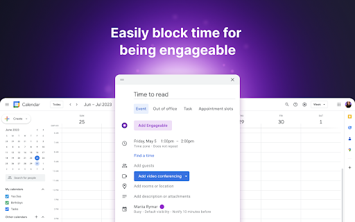 Engageable - Time block with Google Calendar