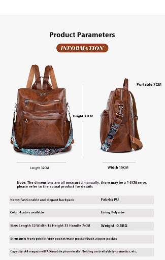 Title 6, Vintage Student Schoolbag Leisure Multifunction...