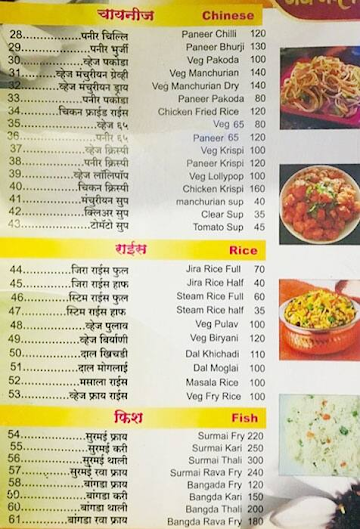 Jay Malhar menu 