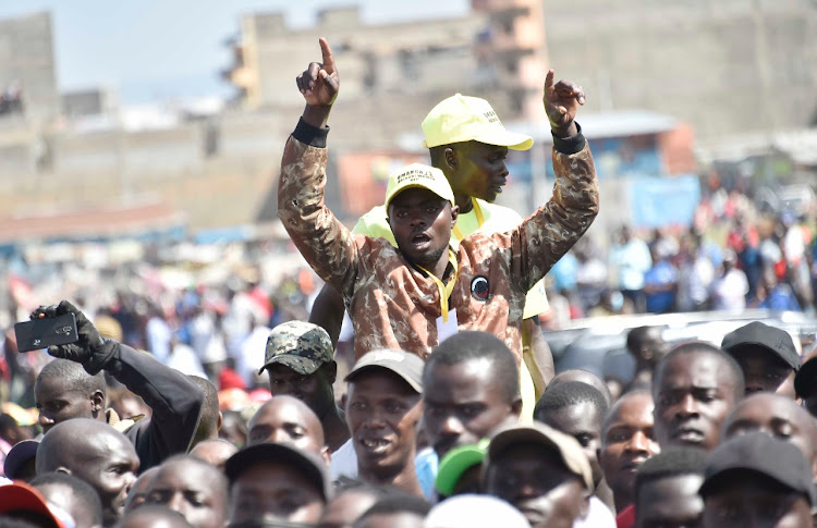 Embakasi East residents attend Deputy President William Ruto's rally at Jacaranda Grounds, Nairobi on January 16, 2021.