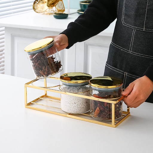 Title 2, Moisture-proof kitchen glass sealed jar three-p...