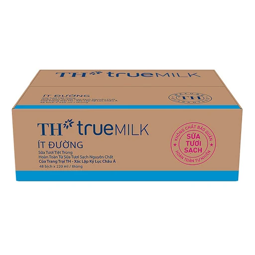 Thùng 48 bịch Sữa tươi tiệt trùng ít đường TH True Milk 220ml