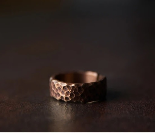 Title 8, Adjustable Size Vintage Handmade Solid Copper R...